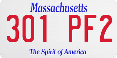 MA license plate 301PF2