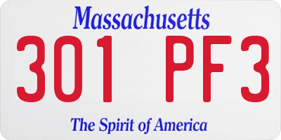 MA license plate 301PF3