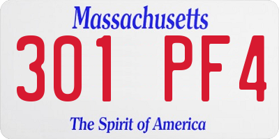 MA license plate 301PF4