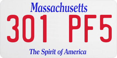 MA license plate 301PF5