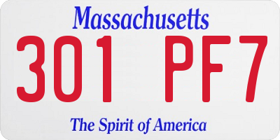 MA license plate 301PF7