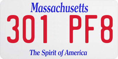MA license plate 301PF8