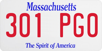 MA license plate 301PG0