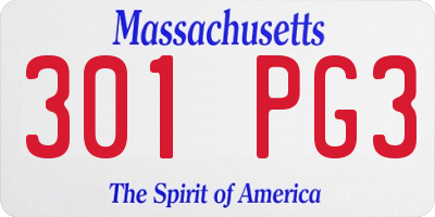 MA license plate 301PG3