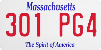 MA license plate 301PG4