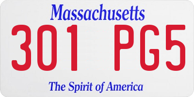 MA license plate 301PG5
