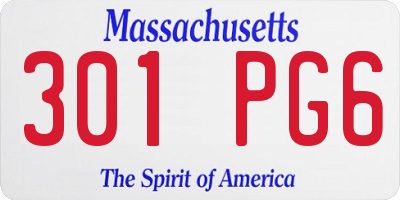 MA license plate 301PG6