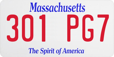 MA license plate 301PG7