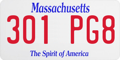 MA license plate 301PG8
