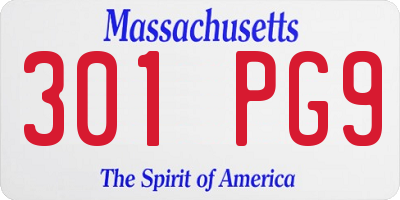 MA license plate 301PG9