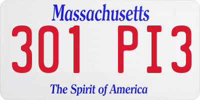 MA license plate 301PI3