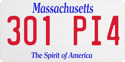 MA license plate 301PI4