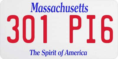 MA license plate 301PI6