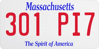MA license plate 301PI7