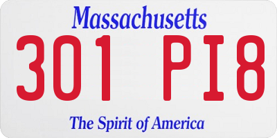 MA license plate 301PI8