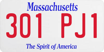 MA license plate 301PJ1