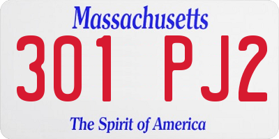 MA license plate 301PJ2