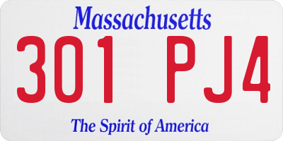 MA license plate 301PJ4
