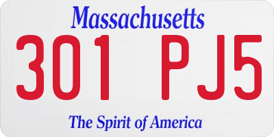 MA license plate 301PJ5