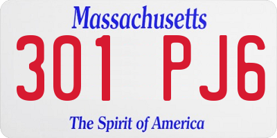 MA license plate 301PJ6