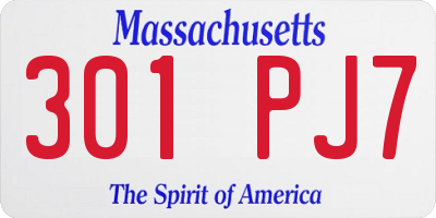 MA license plate 301PJ7