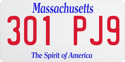 MA license plate 301PJ9