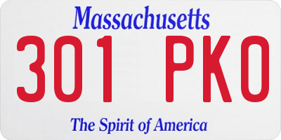 MA license plate 301PK0