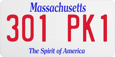 MA license plate 301PK1