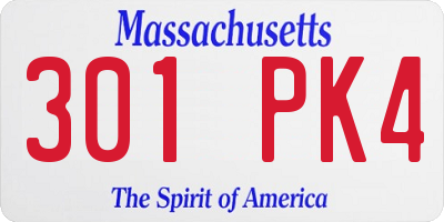 MA license plate 301PK4