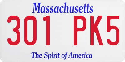 MA license plate 301PK5
