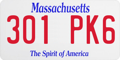 MA license plate 301PK6
