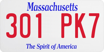 MA license plate 301PK7