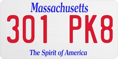 MA license plate 301PK8