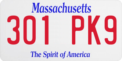 MA license plate 301PK9