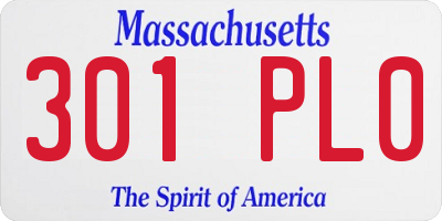 MA license plate 301PL0