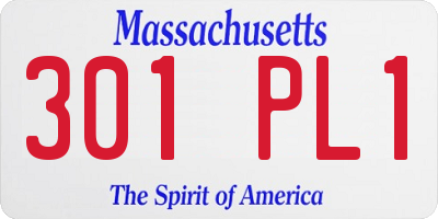 MA license plate 301PL1