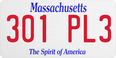 MA license plate 301PL3