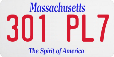 MA license plate 301PL7