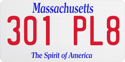 MA license plate 301PL8
