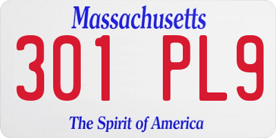 MA license plate 301PL9