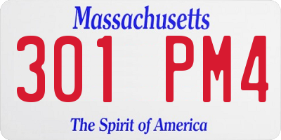 MA license plate 301PM4