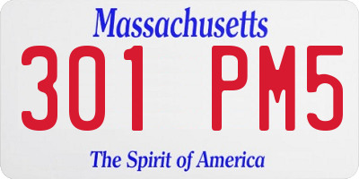 MA license plate 301PM5