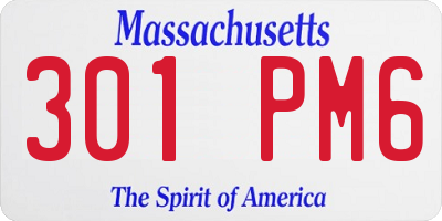 MA license plate 301PM6