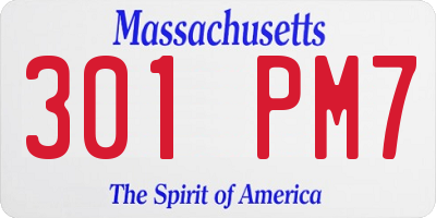 MA license plate 301PM7