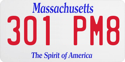 MA license plate 301PM8