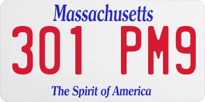 MA license plate 301PM9