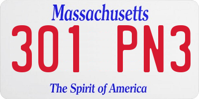 MA license plate 301PN3