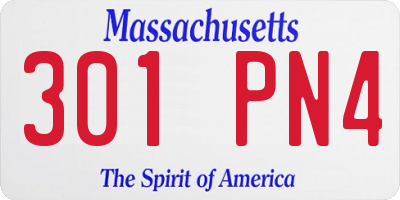 MA license plate 301PN4