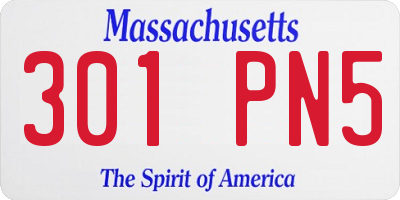MA license plate 301PN5