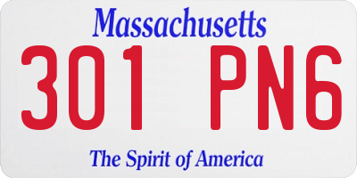 MA license plate 301PN6